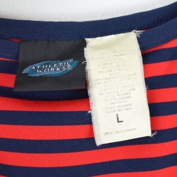 90s Style Athletic Works Striped Workout Tank, Size Large - Picture 5 of 7